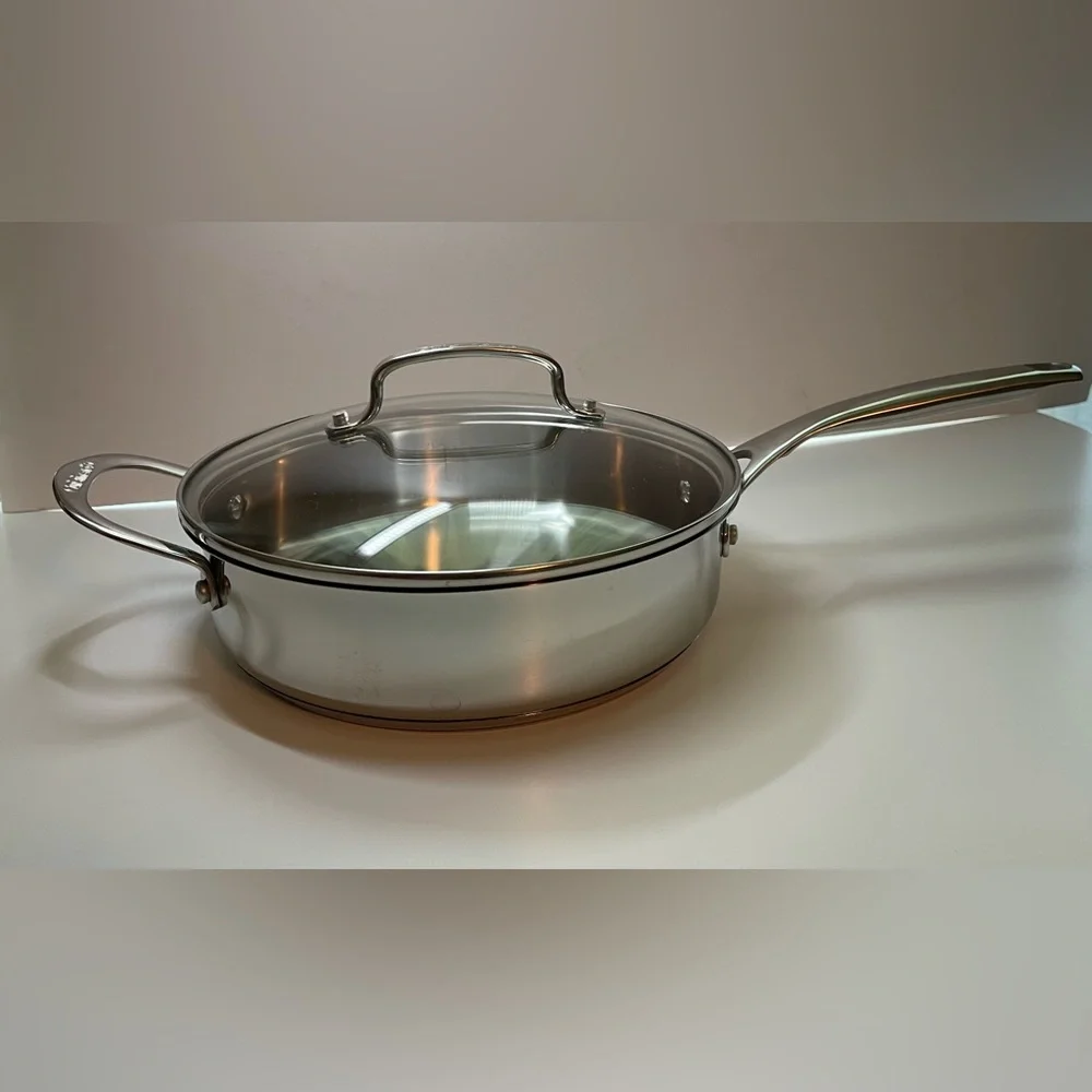 Cuisinart 3 Quart Stainless Steel Sauté Pan with Glass Lid Induction Ready 10”